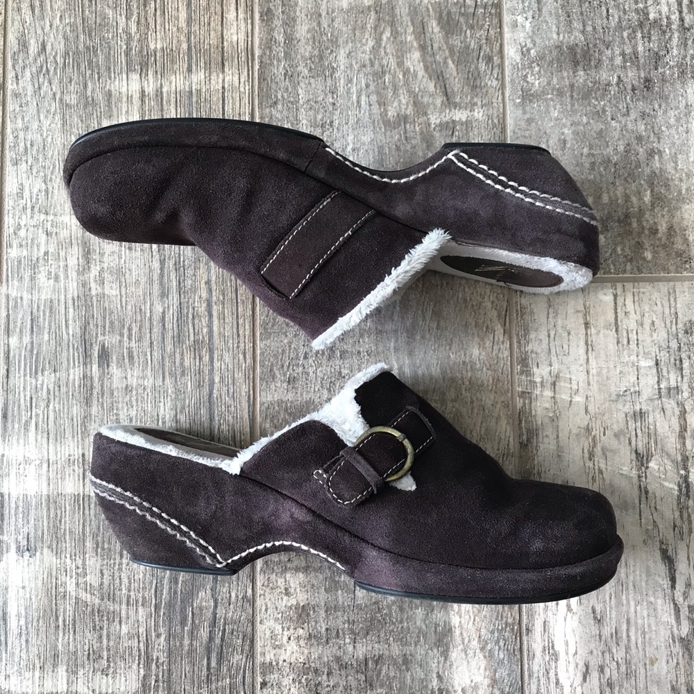 White Mountain Suede Mules Faux Fur Lined